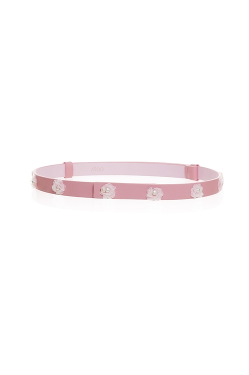 Chiffon Floral Leather Belt,,Chiffon Floral Leather Belt,Season (SS) Look,pearl,Leather,Chiffon