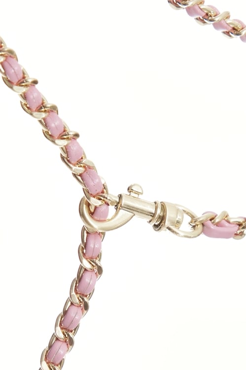 Leather Floral Chain Belt,pearl