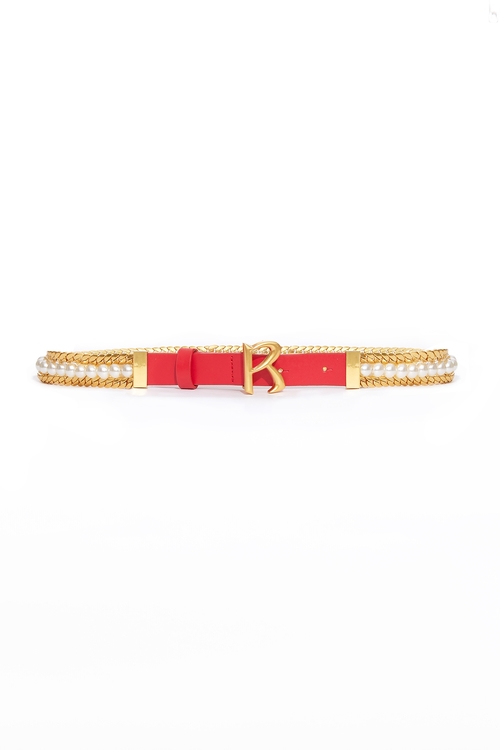 Black Pearl Chain Belt,Lucky Red