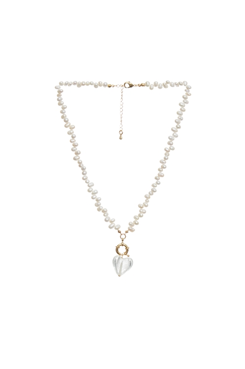 Irregular Pearl Heart Pendant Necklace,,Irregular Pearl Heart Pendant Necklace,Season (SS) Look,pearl,Necklaces