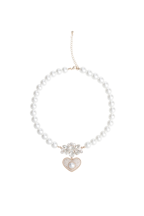 Pearl Necklace With Heart Pendant,Accessories