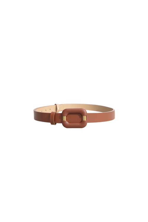 Square Buckle Leather Belt,Leather,Leather