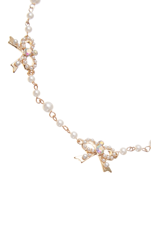 Bow Pendant Pearl Necklace,,Bow Pendant Pearl Necklace,Dresses,pearl,Season (AW) Look,Lace,bows,Necklaces