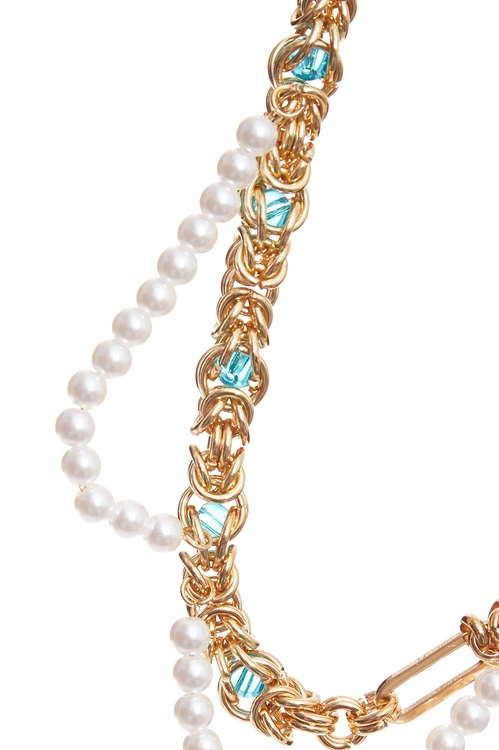 Asymmetric Chain Necklace With Pearl,,Asymmetric Chain Necklace With Pearl,Dresses,pearl,Season (AW) Look,Lace,bows,Necklaces,pearl,Season (AW) Look,Necklaces