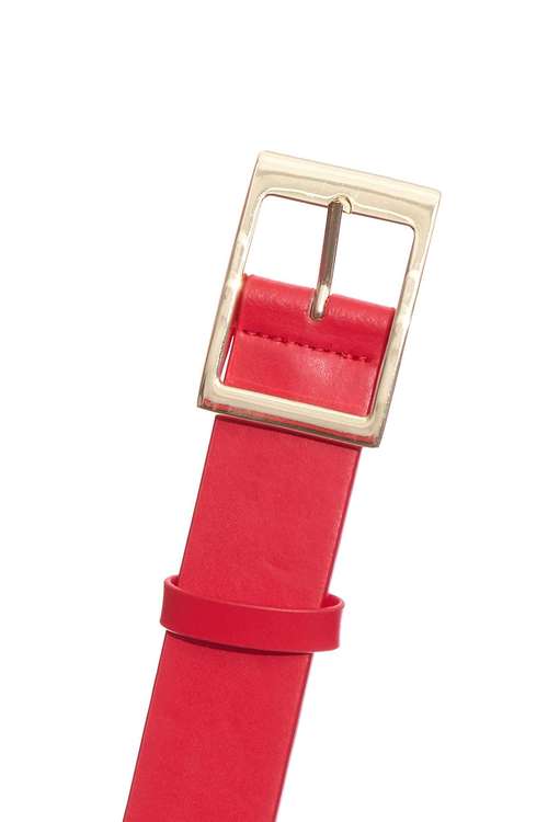 Studded Leather Belt,Lucky Red