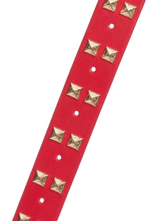 Studded Leather Belt,Lucky Red