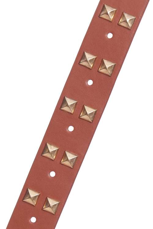 Studded Leather Belt,Lucky Red