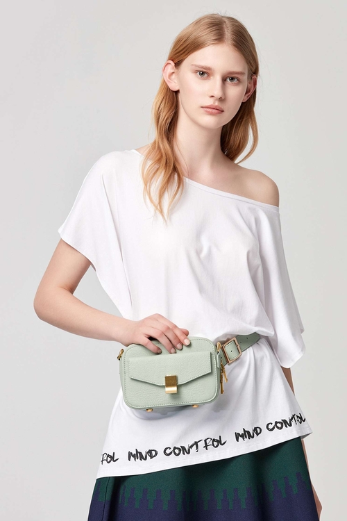 Square Buckle Leather Waist Pouch,Crossbody bags