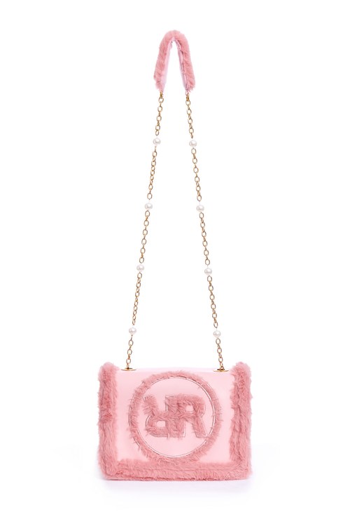 Twin 'R' Logo Pink Leather Shoulder Bag,Shoulder bags