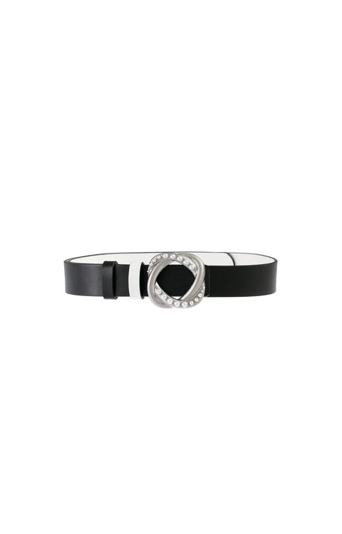 Pearl Applique Buckle Leather Belt,Belts,Belts