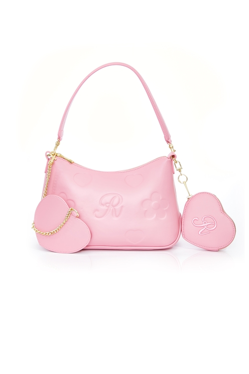 Pink Heart Pattern Print Hand Bag,Shoulder bags