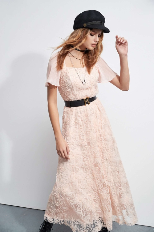 Full Lace Maxi Dress,Short sleeve dresses