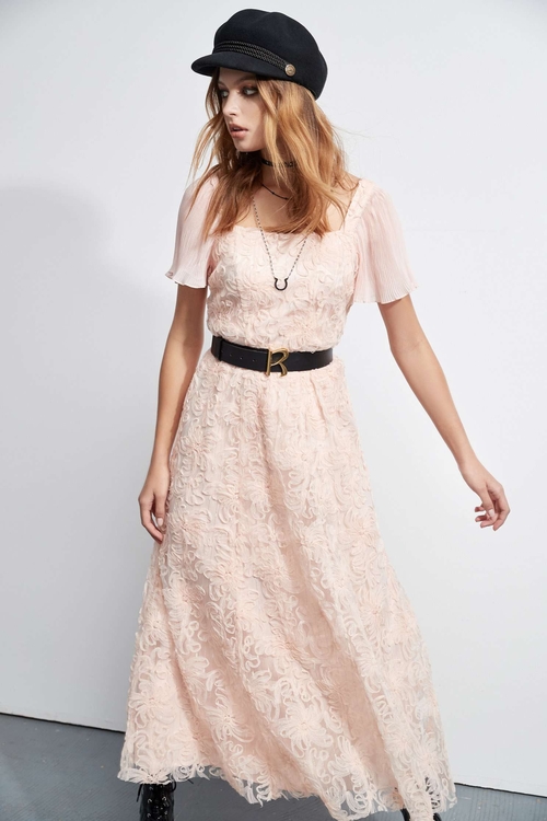 Full Lace Maxi Dress,Short sleeve dresses