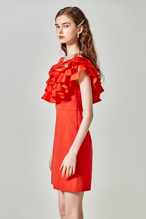 Flounce Neckline Sheath Dress,cocktaildresses