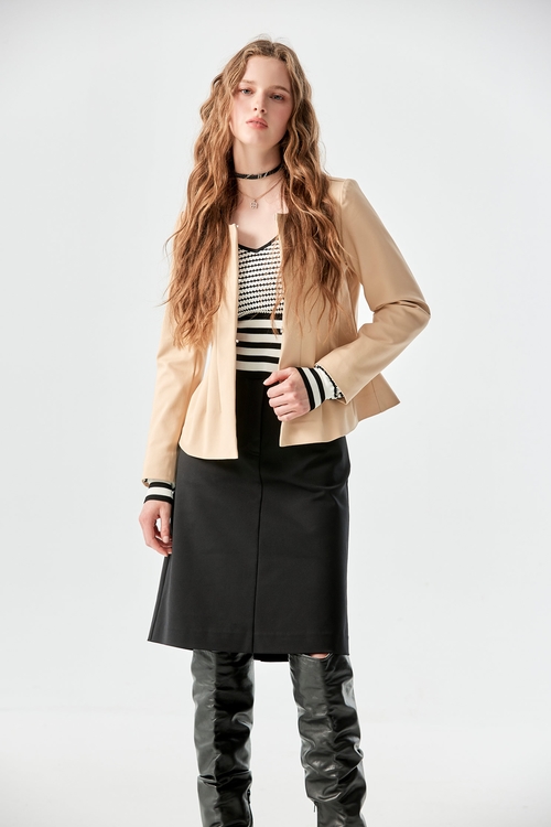 Fitted Waist Long Sleeve Jacket,Long sleeve outerwear