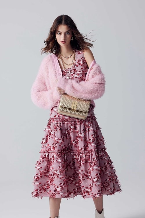 Pink Mohair Knit Cardigan,Knitted coats