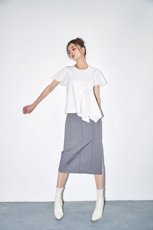 Basic Grey Skirt With Side Slit,Pencil skirts