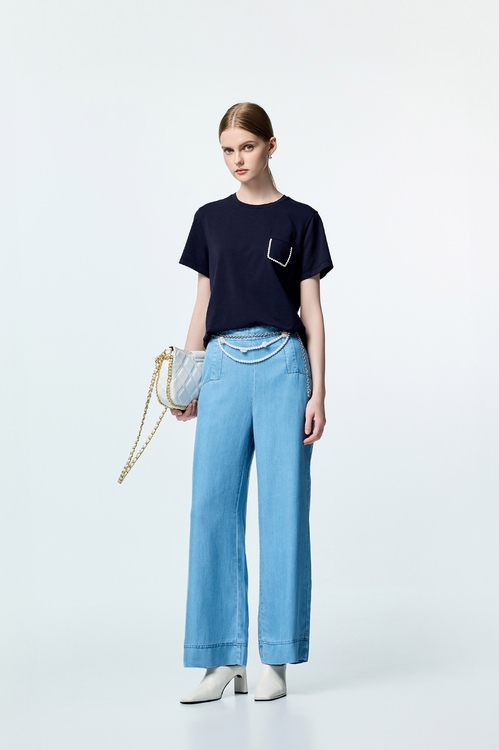 Soft Denim Wide Leg Pants,Jeans