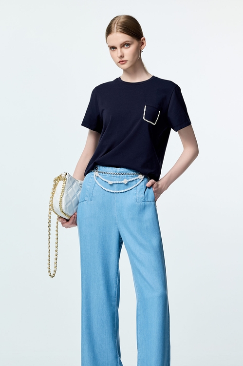 Soft Denim Wide Leg Pants,Jeans