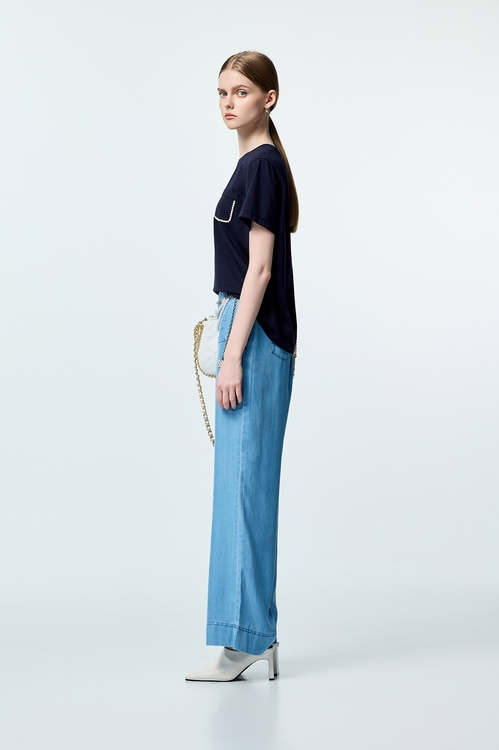 Soft Denim Wide Leg Pants,Jeans