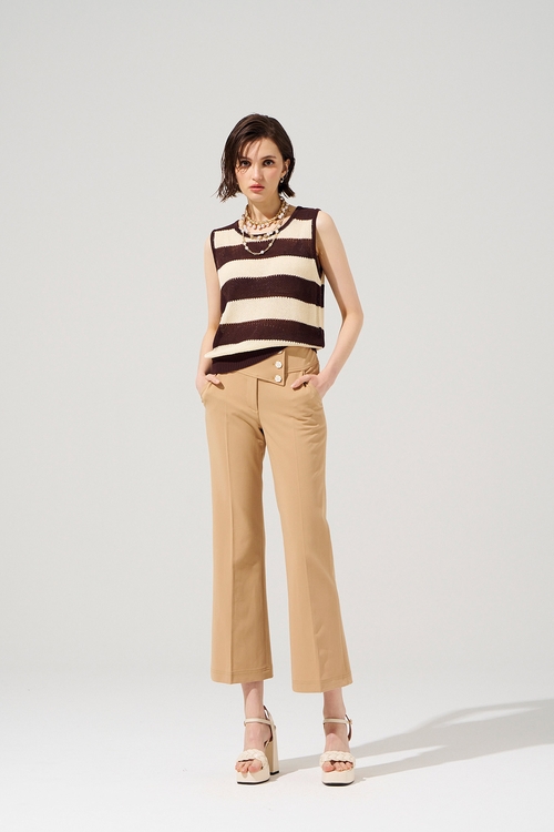 Asymmetric Waistband Boot Leg Pants,Tailored pants