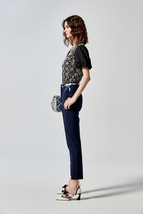 Slim Fit Pants With Waistband Graphic Detail,pants,Pants