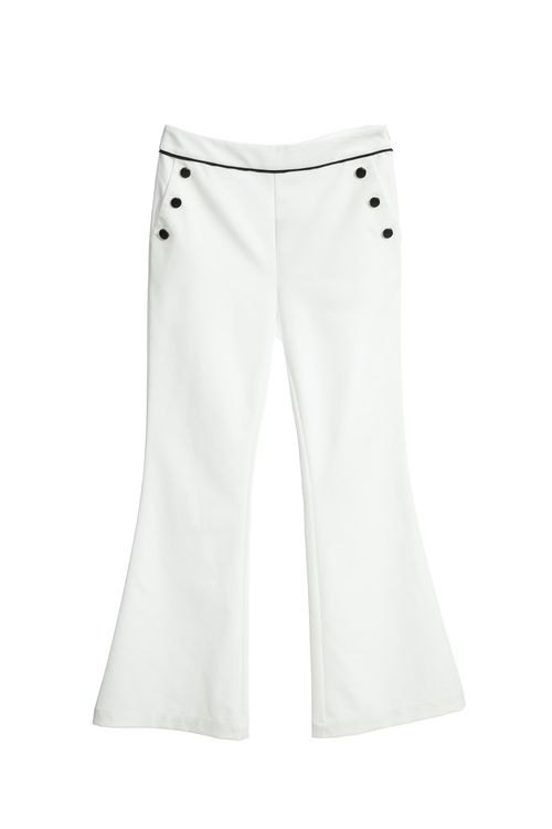 Boot Leg Pants With Button Applique Detail,Bell-bottoms,Bell-bottoms,Bell-bottoms