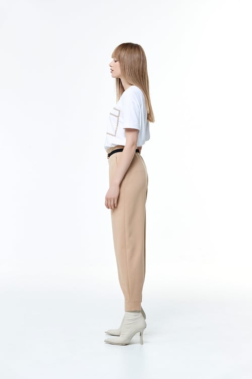 Back Elastic Waist Peg Leg Pants,pants,Pants