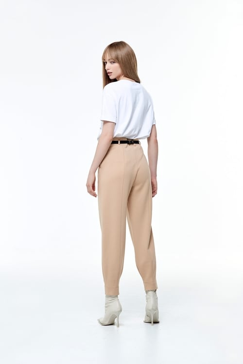 Back Elastic Waist Peg Leg Pants,Pants