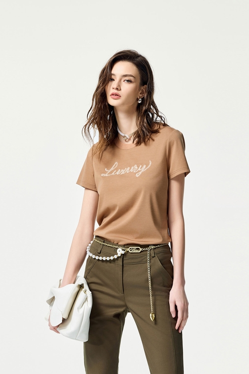Front Slogan Short Sleeve Tee,White tops,White tops