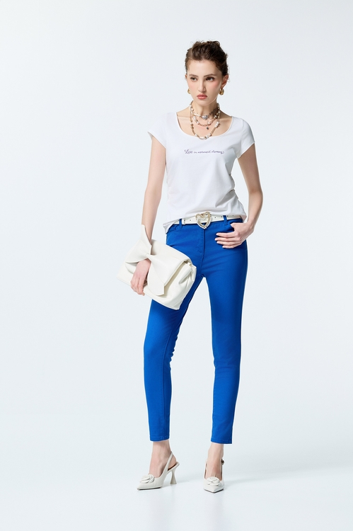 Short Sleeve Shirring Detail Tee,White tops,White tops