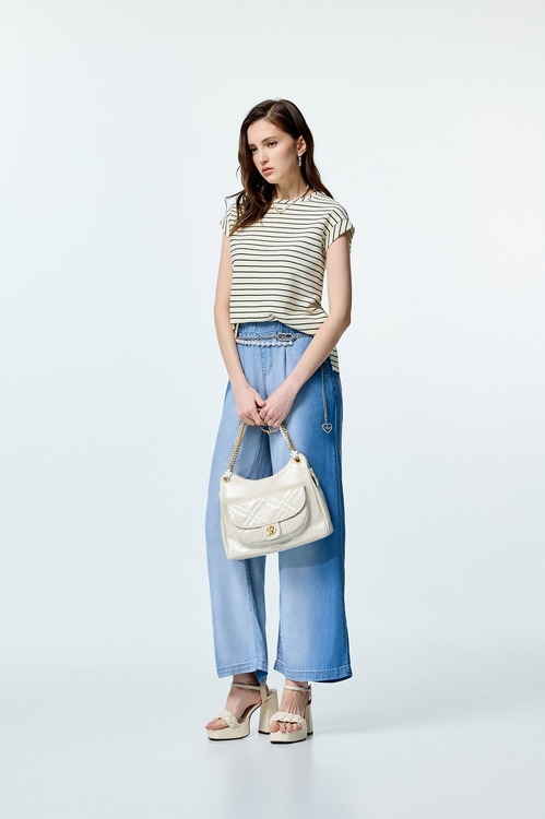 Stripe Cap Sleeve Tee,Stripe