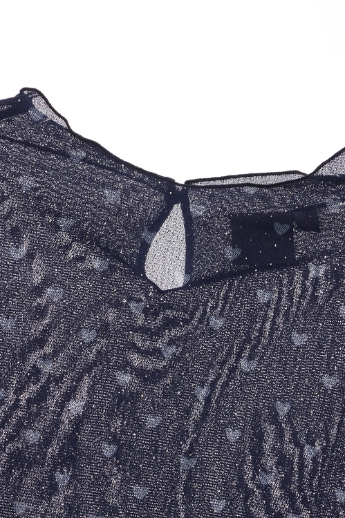 Navy Heart Print Long Sleeve Top,Tops