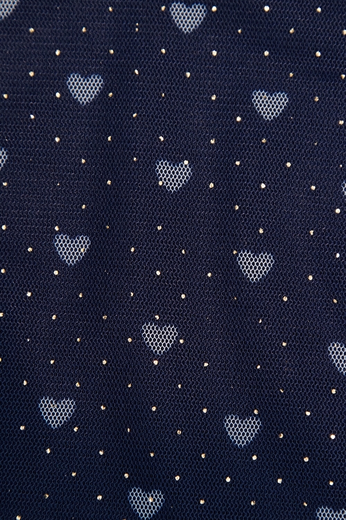 Navy Heart Print Long Sleeve Top,Tops