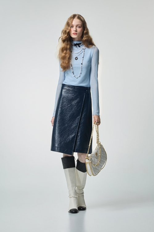 Blue Turtleneck Long Sleeve Top,Tops