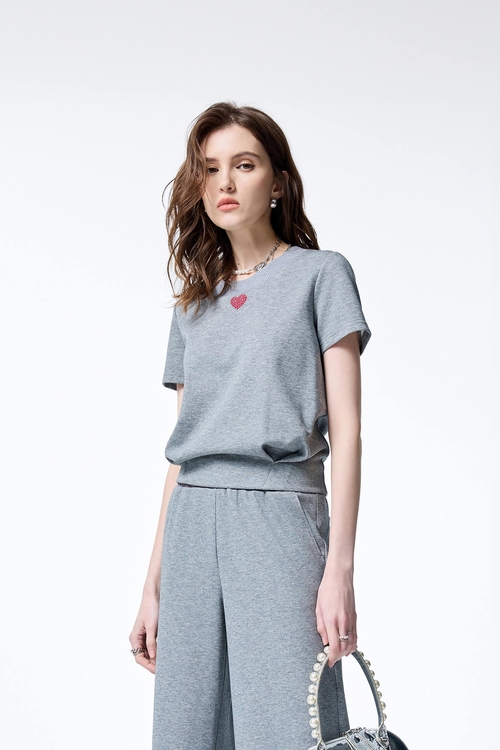 Heart Logo Short Sleeve Tee,pearl