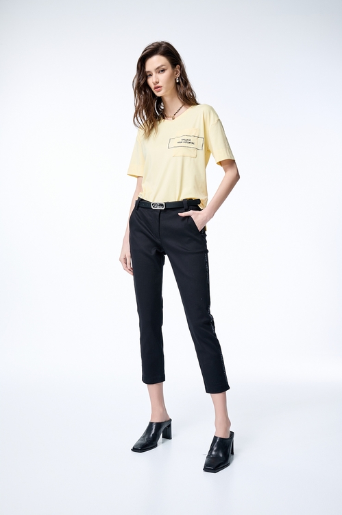 Embroidery Slogan Short Sleeve Tee,Embroidered,Embroidered
