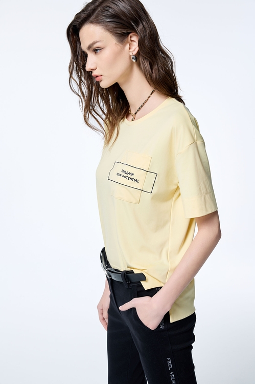 Embroidery Slogan Short Sleeve Tee,Embroidered,Embroidered