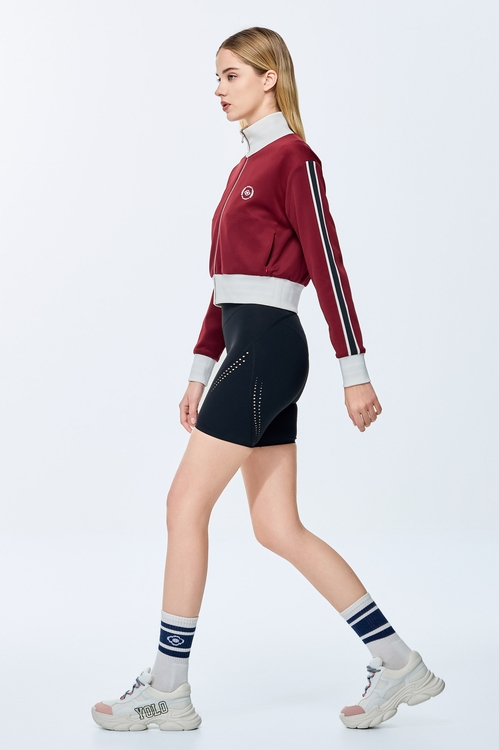 Cherry Red Reversible Casual Jacket,Outerwear