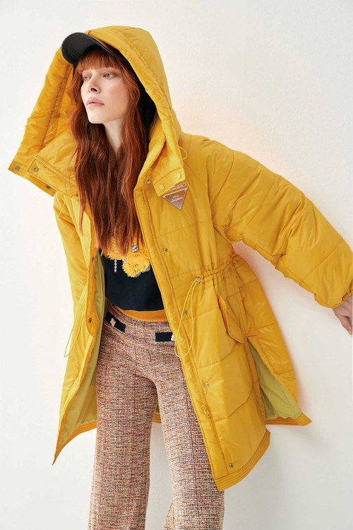 Cloud Quilted Checked Thermal Long Coat,cloudcollection