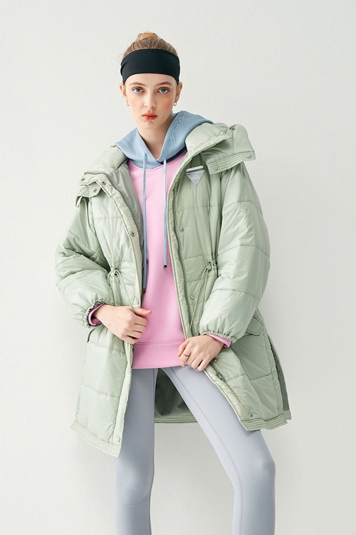 Cloud Quilted Checked Thermal Long Coat,cloudcollection