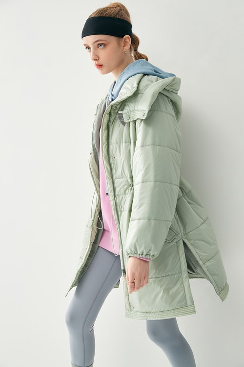 Cloud Quilted Checked Thermal Long Coat,cloudcollection