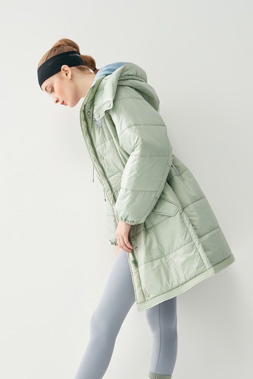 Cloud Quilted Checked Thermal Long Coat,cloudcollection