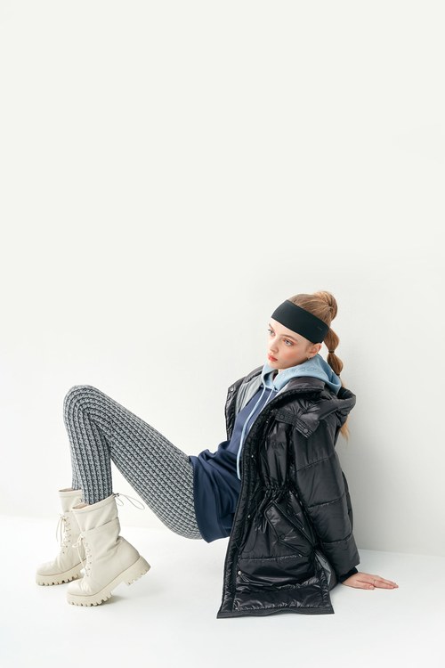 Cloud Quilted Checked Thermal Long Coat,cloudcollection