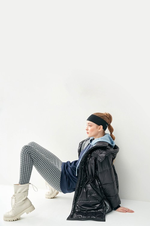 Cloud Quilted Checked Thermal Long Coat,cloudcollection