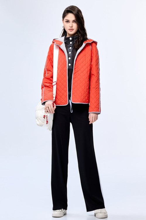 Flame Color Quilted Warm Jacket,Long sleeve outerwear