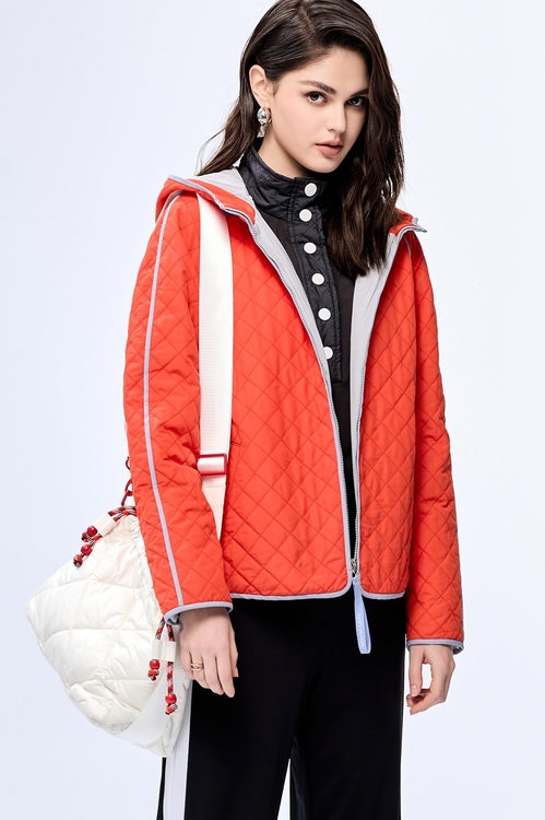 Flame Color Quilted Warm Jacket,Long sleeve outerwear