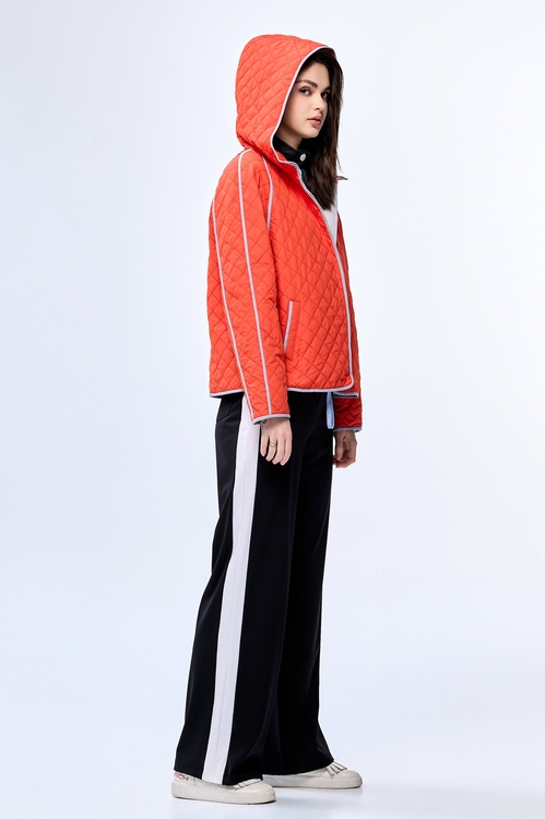 Flame Color Quilted Warm Jacket,Long sleeve outerwear