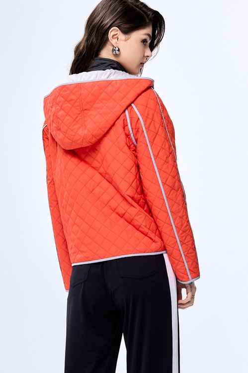 Flame Color Quilted Warm Jacket,Long sleeve outerwear
