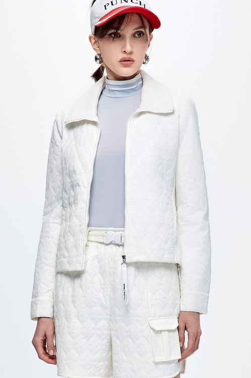 Optical White Quilted Insulated Jacket,White outerwear